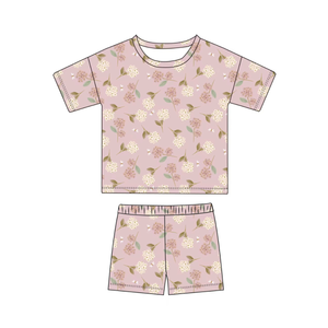 Organic Cotton Boxy Tee & Bike Short Set | Hydrangea