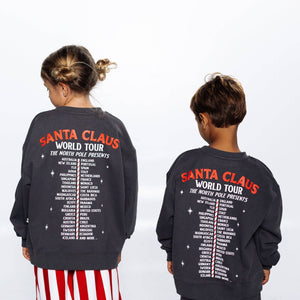 SANTA WORLD TOUR | IN CHARCOAL | oversized drop shoulder | KIDS: CHARCOAL PULLOVER
