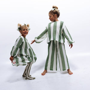 MAYA SET | 2 PIECE OUTFIT | STRIPED GREEN | GIRLS: STRIPED GREEN