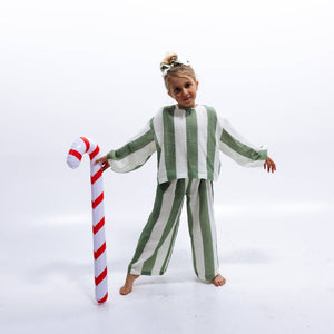 MAYA SET | 2 PIECE OUTFIT | STRIPED GREEN | GIRLS: STRIPED GREEN