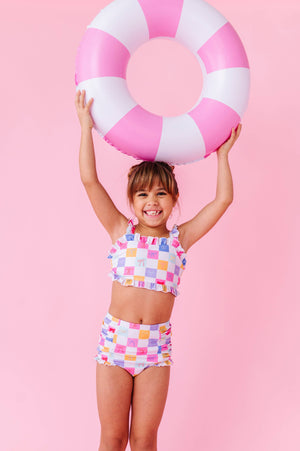 Confetti Check Bows | BANDEAU RUFFLE 2-PIECE: 4T