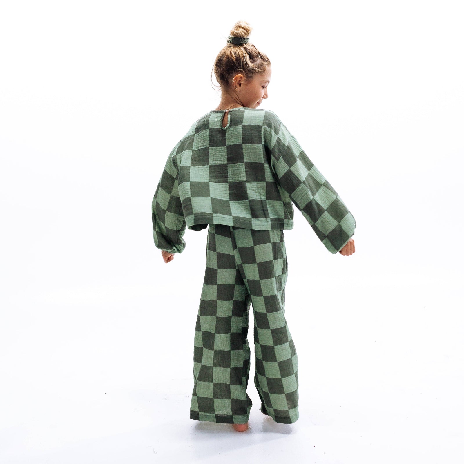 MAYA SET | 2 PIECE OUTFIT | CHECKERED GREEN | GIRLS: CHECKERED GREEN