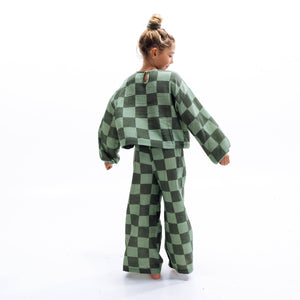 MAYA SET | 2 PIECE OUTFIT | CHECKERED GREEN | GIRLS: CHECKERED GREEN