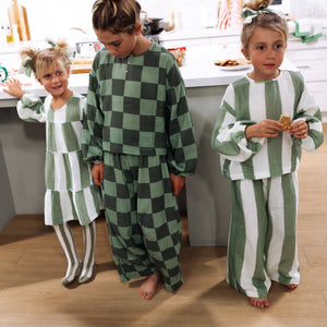 MAYA SET | 2 PIECE OUTFIT | STRIPED GREEN | GIRLS: STRIPED GREEN