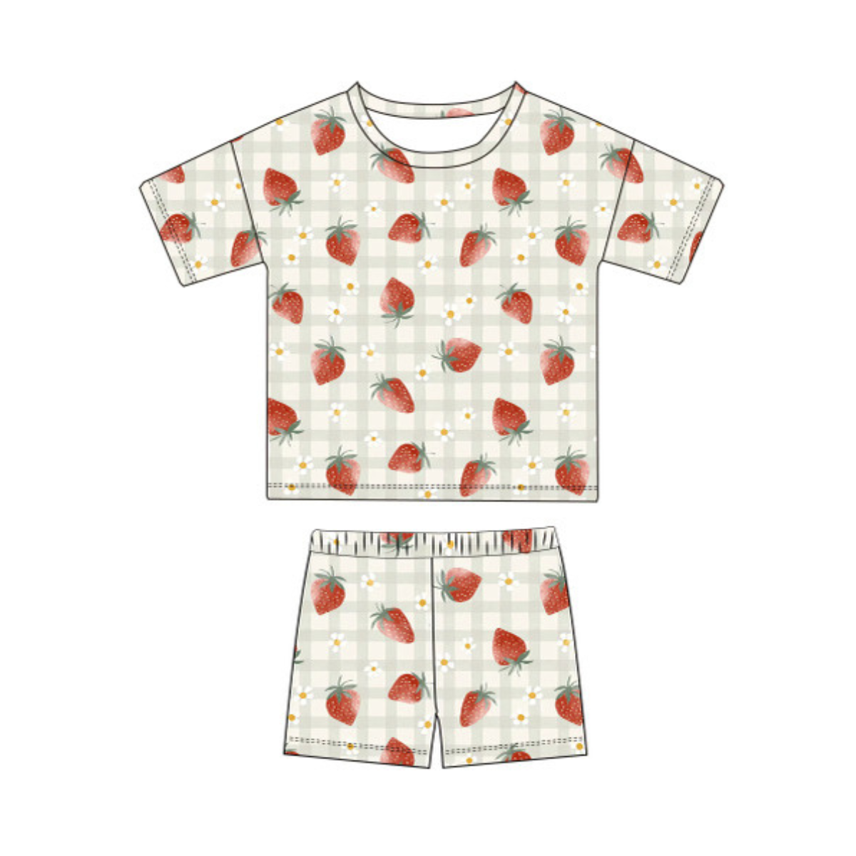 Organic Cotton Boxy Tee & Biker Short Set | Strawberries