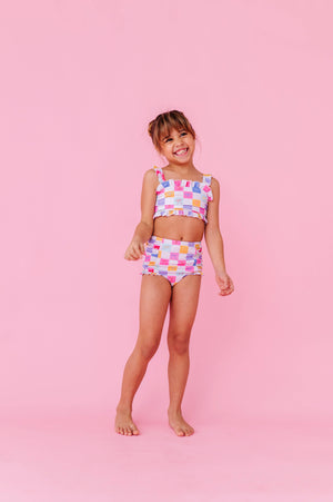 Confetti Check Bows | BANDEAU RUFFLE 2-PIECE: 4T