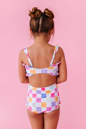 Confetti Check Bows | BANDEAU RUFFLE 2-PIECE: 4T