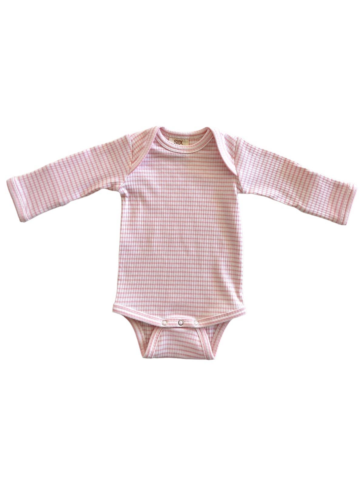 Pink Stripe Organic Ribbed Long Sleeve Bodysuit