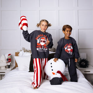 SANTA WORLD TOUR | IN CHARCOAL | oversized drop shoulder | KIDS: CHARCOAL PULLOVER