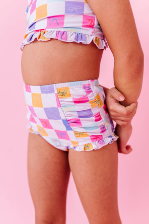 Confetti Check Bows | BANDEAU RUFFLE 2-PIECE: 4T