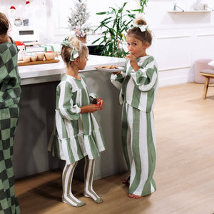 MAYA SET | 2 PIECE OUTFIT | STRIPED GREEN | GIRLS: STRIPED GREEN