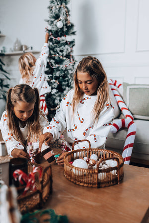 CANDY CANE | IN WHITE | oversized drop shoulder | KIDS: WHITE