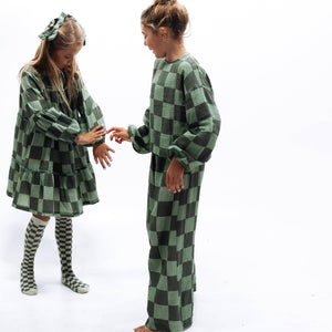 MAYA SET | 2 PIECE OUTFIT | CHECKERED GREEN | GIRLS: CHECKERED GREEN