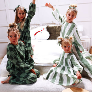 MAYA SET | 2 PIECE OUTFIT | CHECKERED GREEN | GIRLS: CHECKERED GREEN