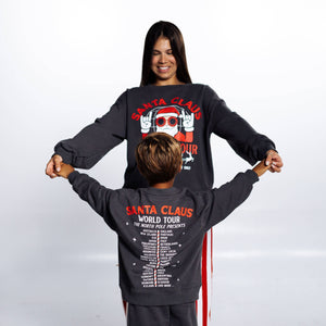 SANTA WORLD TOUR | IN CHARCOAL | oversized drop shoulder | KIDS: CHARCOAL PULLOVER
