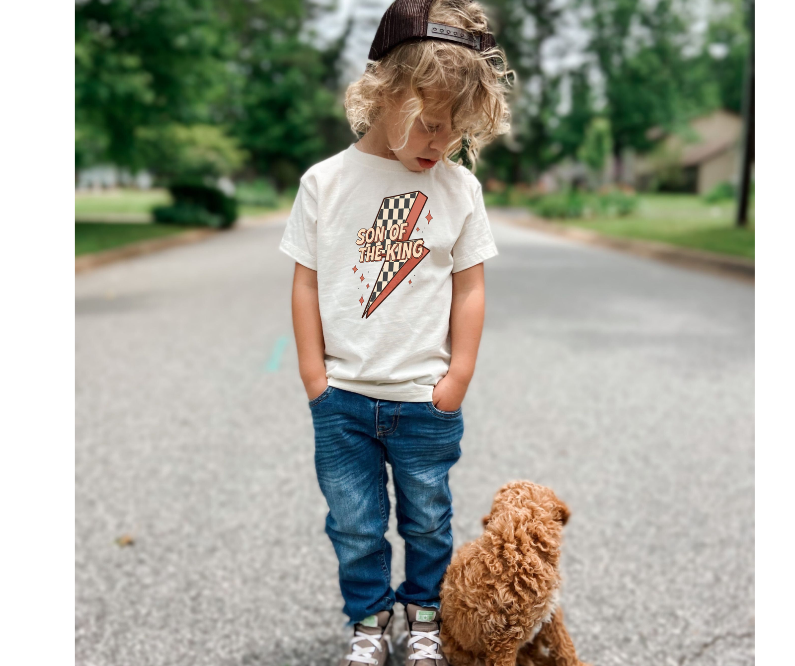 Son of the King Checkered Bolt Youth Faith Graphic Tee