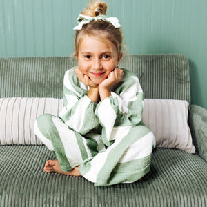 MAYA SET | 2 PIECE OUTFIT | STRIPED GREEN | GIRLS: STRIPED GREEN