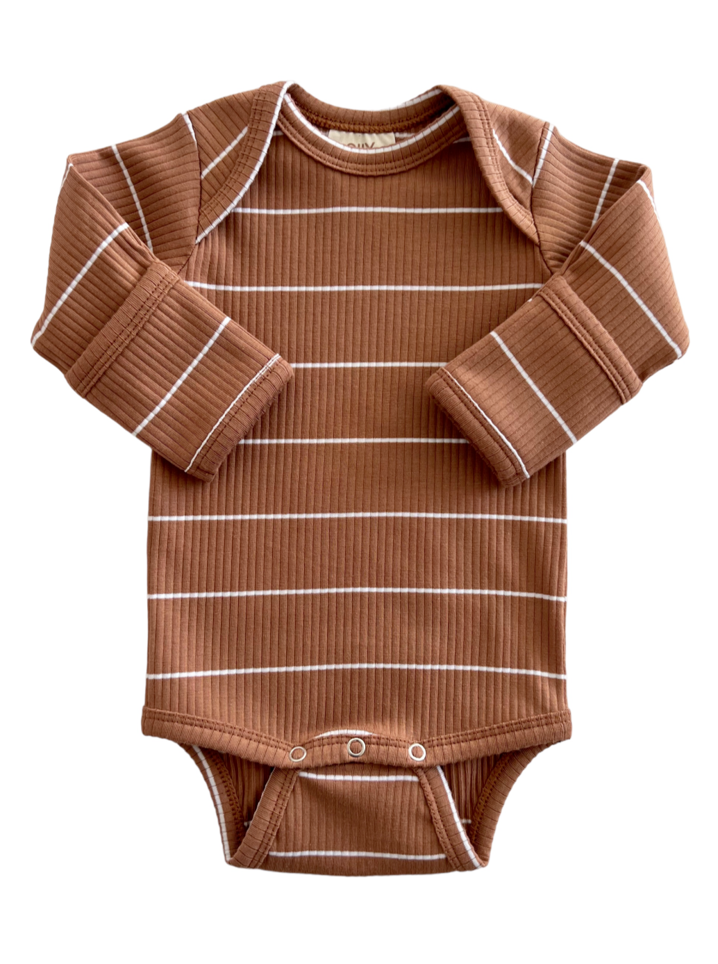 Saddle Stripe Organic Ribbed Long Sleeve Bodysuit