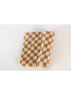 Organic Muslin Swaddle Blanket - Checkerboard