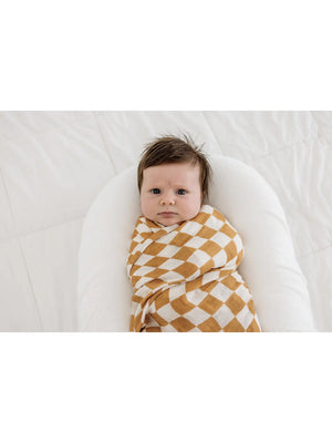 Organic Muslin Swaddle Blanket - Checkerboard