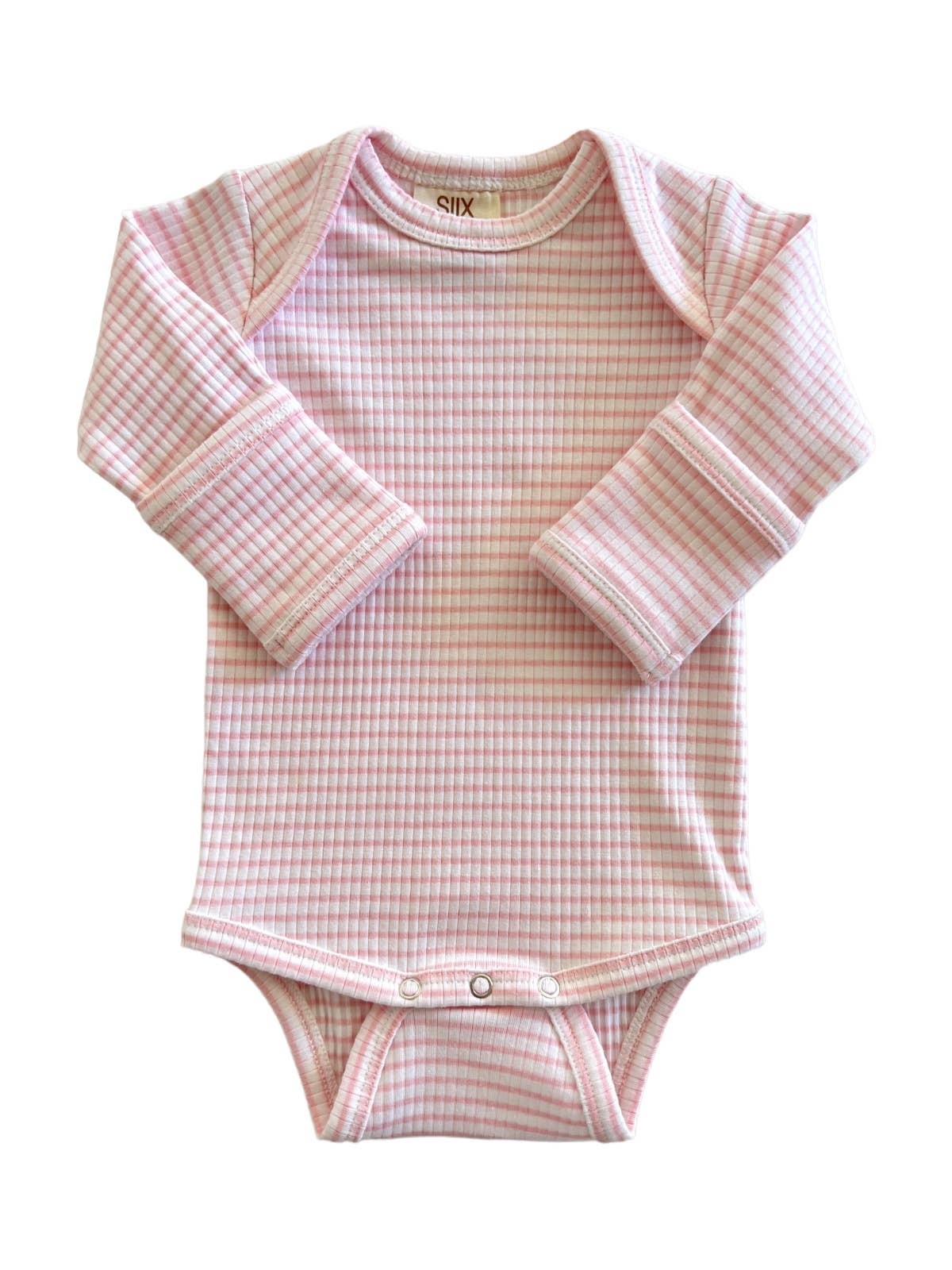Pink Stripe Organic Ribbed Long Sleeve Bodysuit