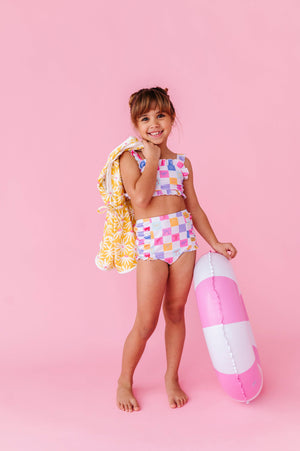 Confetti Check Bows | BANDEAU RUFFLE 2-PIECE: 4T