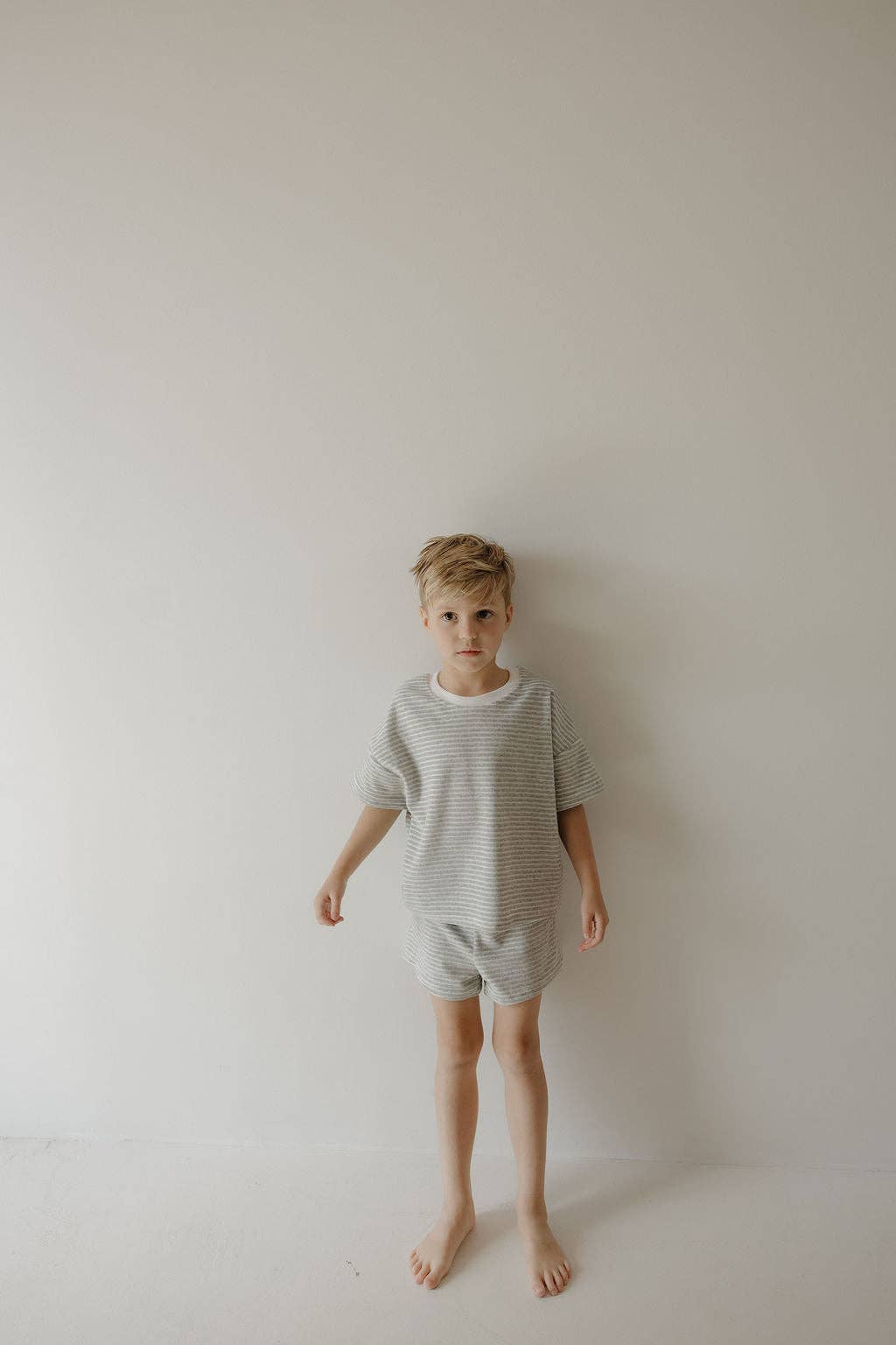 Child Terry Short Set | Grey Stripe