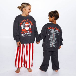 SANTA WORLD TOUR | IN CHARCOAL | oversized drop shoulder | KIDS: CHARCOAL PULLOVER