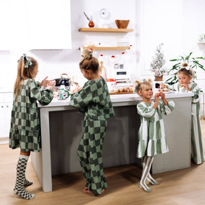 MAYA SET | 2 PIECE OUTFIT | CHECKERED GREEN | GIRLS: CHECKERED GREEN