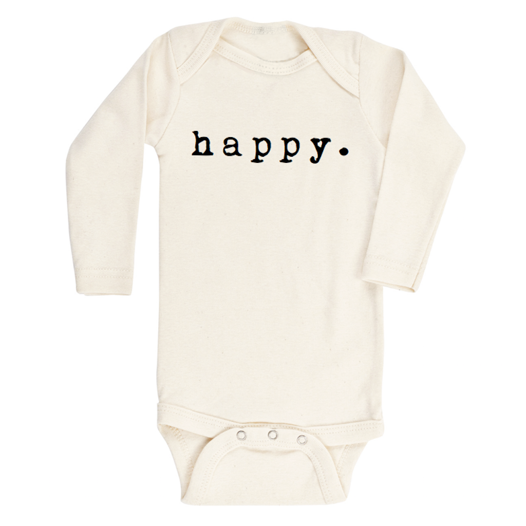 Happy - Long Sleeve Bodysuit - Black