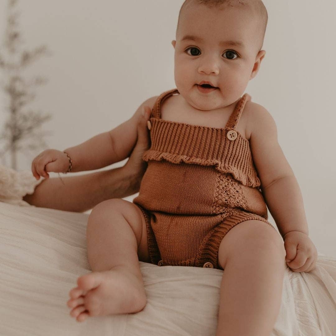 Hattie Organic Knit Romper - Mocha