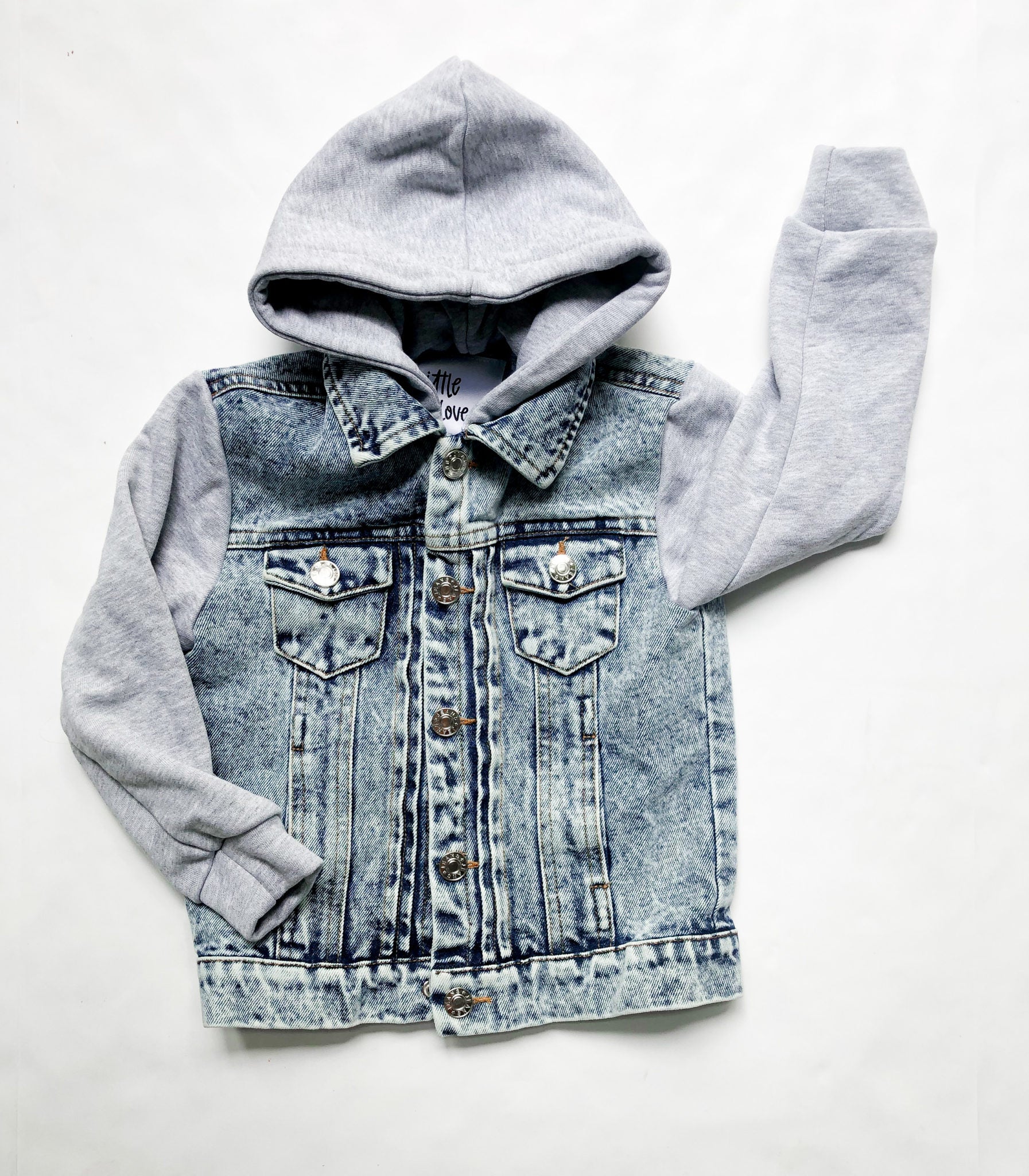 Vertical Eagle Boys' Hooded Cotton Denim Jean Jacket – Stylish & Casual