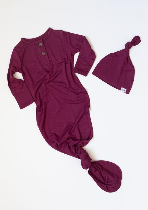 Bamboo Knotted Gown & Hat - Cranberry