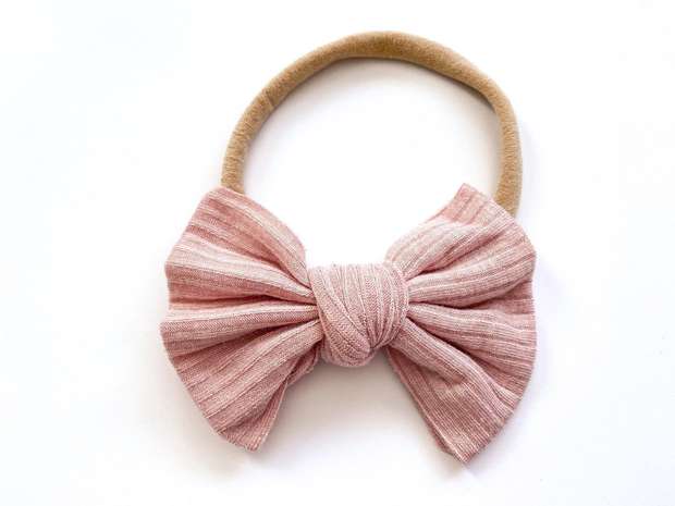 Dusty Pink Ribbed Knot Bow Headband
