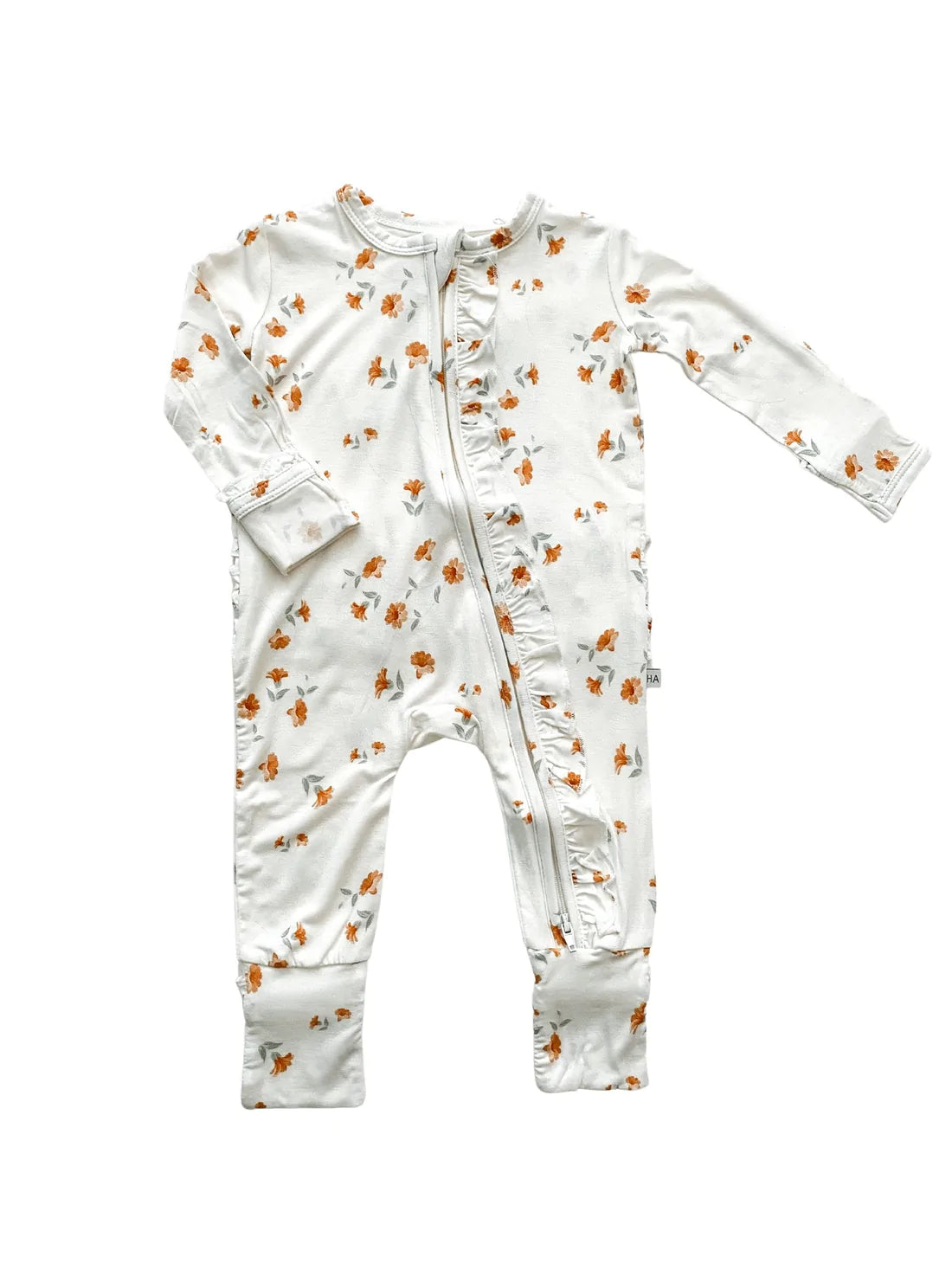 Ruffle Zipper One Piece - Falling Floral