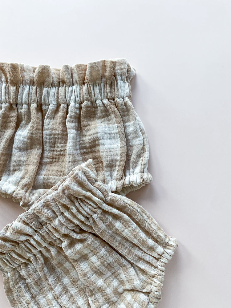 Neutral Checkered Baby Bloomers