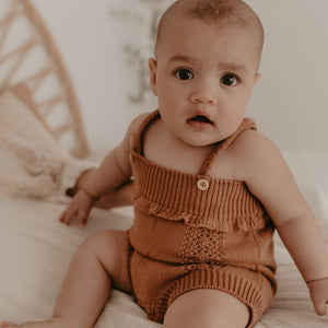 Hattie Organic Knit Romper - Mocha