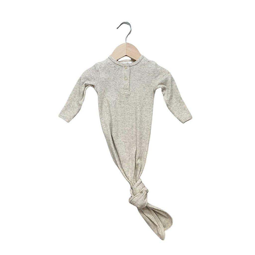 Organic Cotton Knotted Gown Oatmeal- Ribbed - holo & co. kids