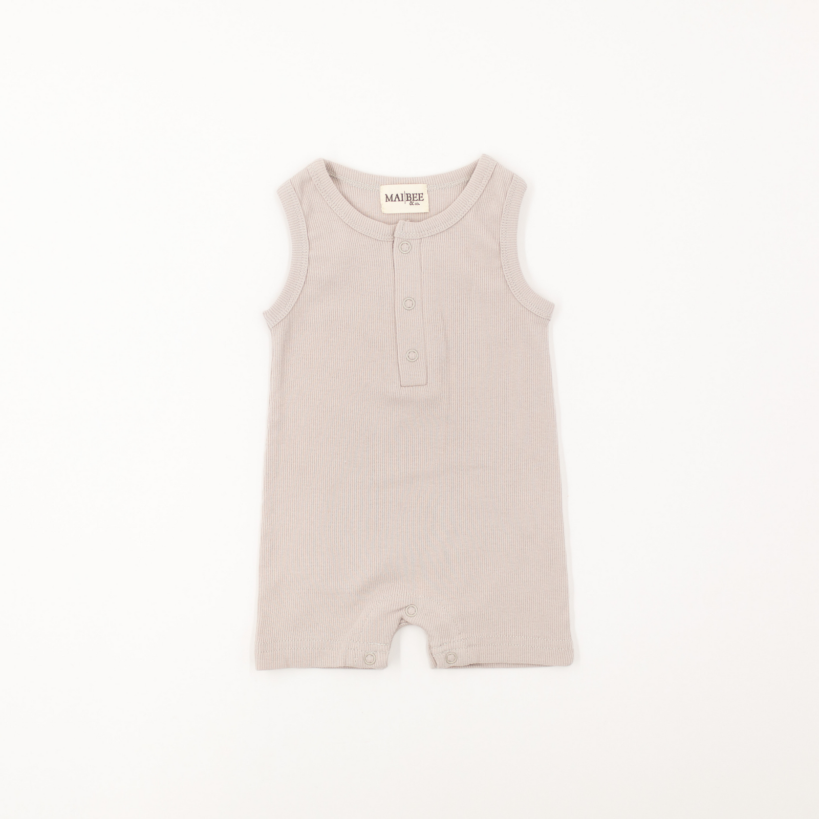 Pencil Ribbed Tank Romper- Pewter