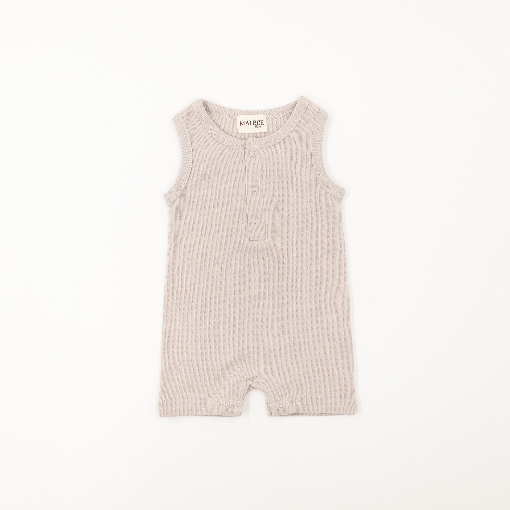 Pencil Ribbed Tank Romper- Pewter