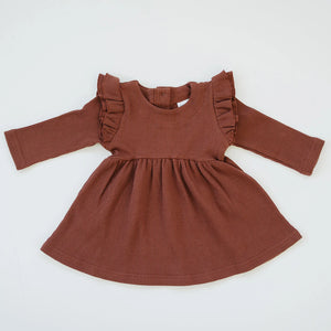 Waffle Knit Ruffle Dress