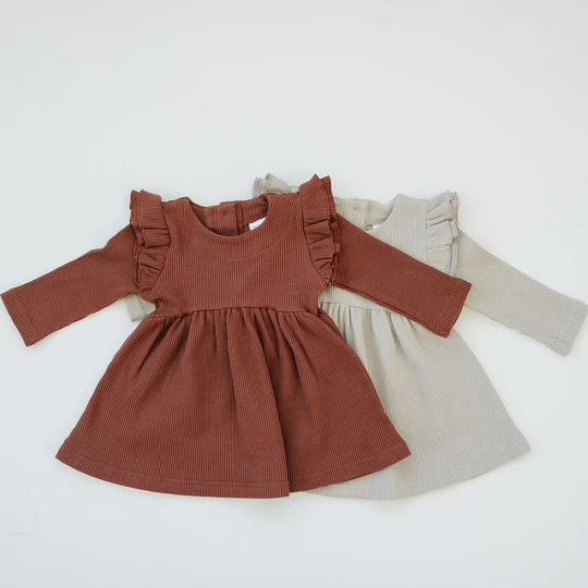 Waffle Knit Ruffle Dress