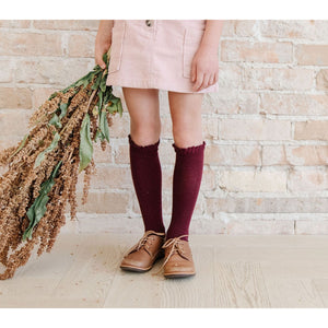 Wine Lace Lace Top Knee Highs